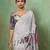 Grey georgette abstract printed saree with unstitched blouse