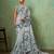 Grey georgette abstract printed saree with unstitched blouse