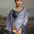 Grey satin plain dyed saree with unstitched blouse