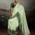 Green satin plain dyed saree with unstitched blouse
