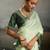 Green satin plain dyed saree with unstitched blouse
