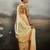 Yellow satin plain dyed saree with unstitched blouse