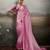 Pink satin plain dyed saree with unstitched blouse