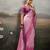 Pink satin plain dyed saree with unstitched blouse