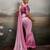 Pink satin plain dyed saree with unstitched blouse