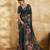 Dark green georgette floral printed saree with unstitched blouse