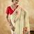Beige georgette floral printed saree with unstitched blouse