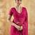 Pink georgette floral printed saree with unstitched blouse
