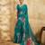 Green georgette floral printed saree with unstitched blouse