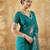 Green georgette floral printed saree with unstitched blouse