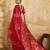 Red georgette floral printed saree with unstitched blouse