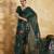 Bottle green georgette floral printed saree with unstitched blouse