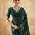 Bottle green georgette floral printed saree with unstitched blouse