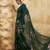 Bottle green georgette floral printed saree with unstitched blouse