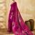 Pink georgette floral printed saree with unstitched blouse