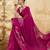 Pink georgette floral printed saree with unstitched blouse