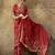 Red georgette floral printed saree with unstitched blouse