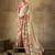 Beige georgette floral printed saree with unstitched blouse