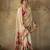 Beige georgette floral printed saree with unstitched blouse