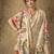 Beige georgette floral printed saree with unstitched blouse