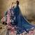 Blue georgette floral printed saree with unstitched blouse