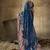 Blue georgette floral printed saree with unstitched blouse