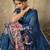 Blue georgette floral printed saree with unstitched blouse