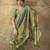 Green georgette floral printed saree with unstitched blouse