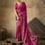 Pink georgette floral printed saree with unstitched blouse