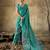 Green georgette floral printed saree with unstitched blouse