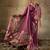 Wine georgette floral printed saree with unstitched blouse