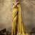 Mustard georgette floral printed saree with unstitched blouse