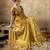 Mustard georgette floral printed saree with unstitched blouse
