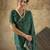 Bottle green georgette floral printed saree with unstitched blouse
