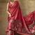 Red georgette floral printed saree with unstitched blouse