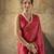 Red georgette floral printed saree with unstitched blouse