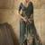 Dark green georgette floral printed saree with unstitched blouse