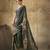Dark green georgette floral printed saree with unstitched blouse