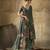 Dark green georgette floral printed saree with unstitched blouse