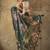 Dark green georgette floral printed saree with unstitched blouse