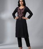 Black rayon embroidered kurta set
