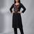 Black rayon embroidered kurta set