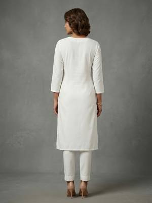 White rayon embroidered kurta set 2