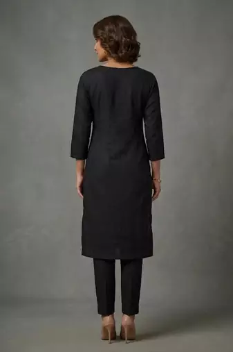 Black rayon embroidered kurta set