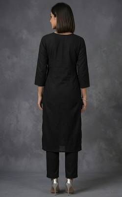 Black rayon embroidered kurta set 2