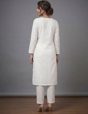 White rayon embroidered kurta set 2