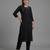 Black rayon embroidered kurta set