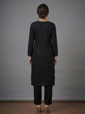 Black rayon embroidered kurta set 3
