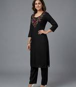 Black rayon embroidered kurta set