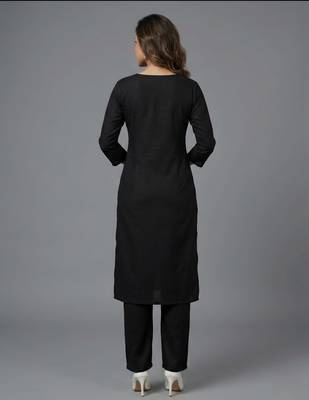 Black rayon embroidered kurta set 2